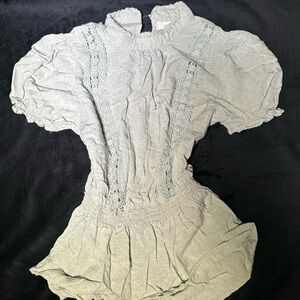 June & Hudson Lace Accent Mint Green Blouse